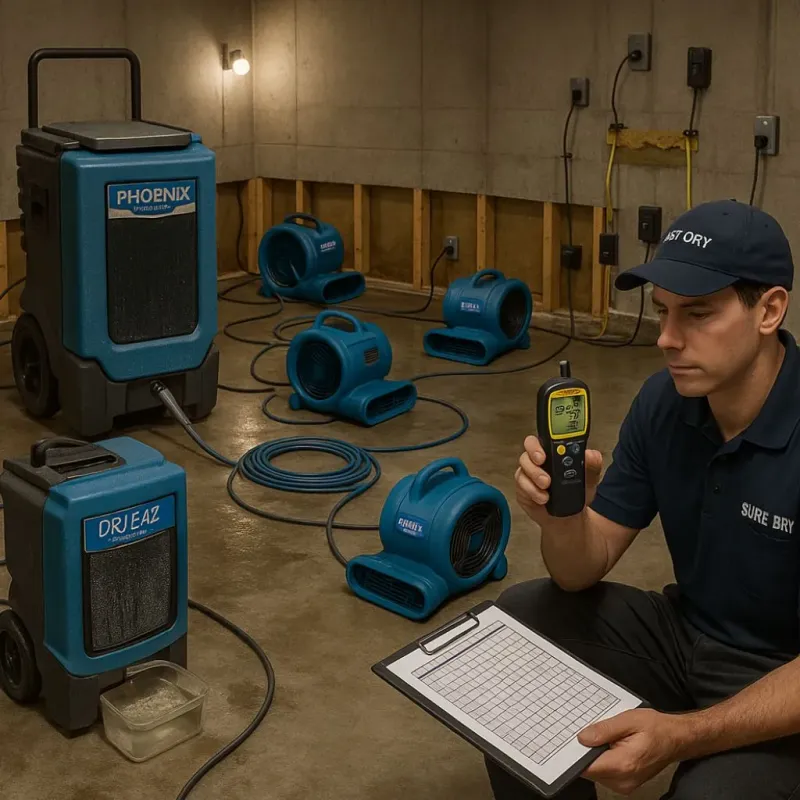 Structural Drying and Dehumidification process in Williamsburg, FL